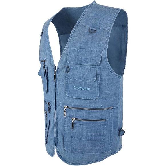 Men's Linen Hunting Travel Utility Vest - SZ 2XL - Multi-Pocketed M560 - Picture 2 of 12